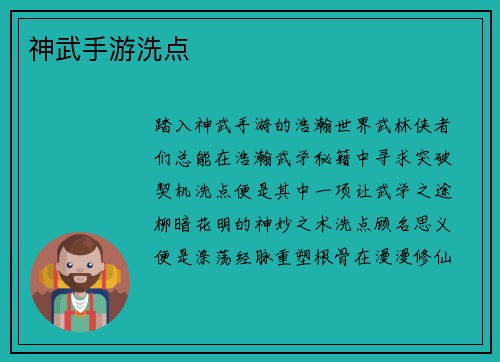 神武手游洗点